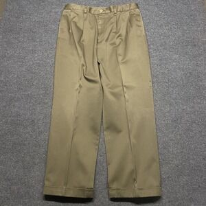 VTG Men's Nautica Khaki Classic Fit Pleated & Cuffed Pants Brown Measures 34 EUC